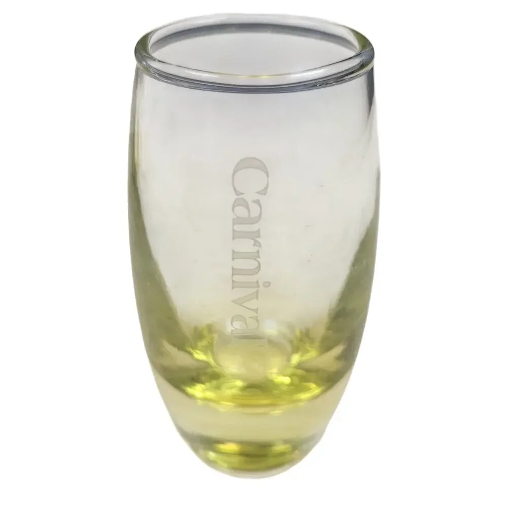 VTG Lot of 3 Carnival Cruise Line Souvenir Shot Glasses Etched Yellow Ombre 2oz